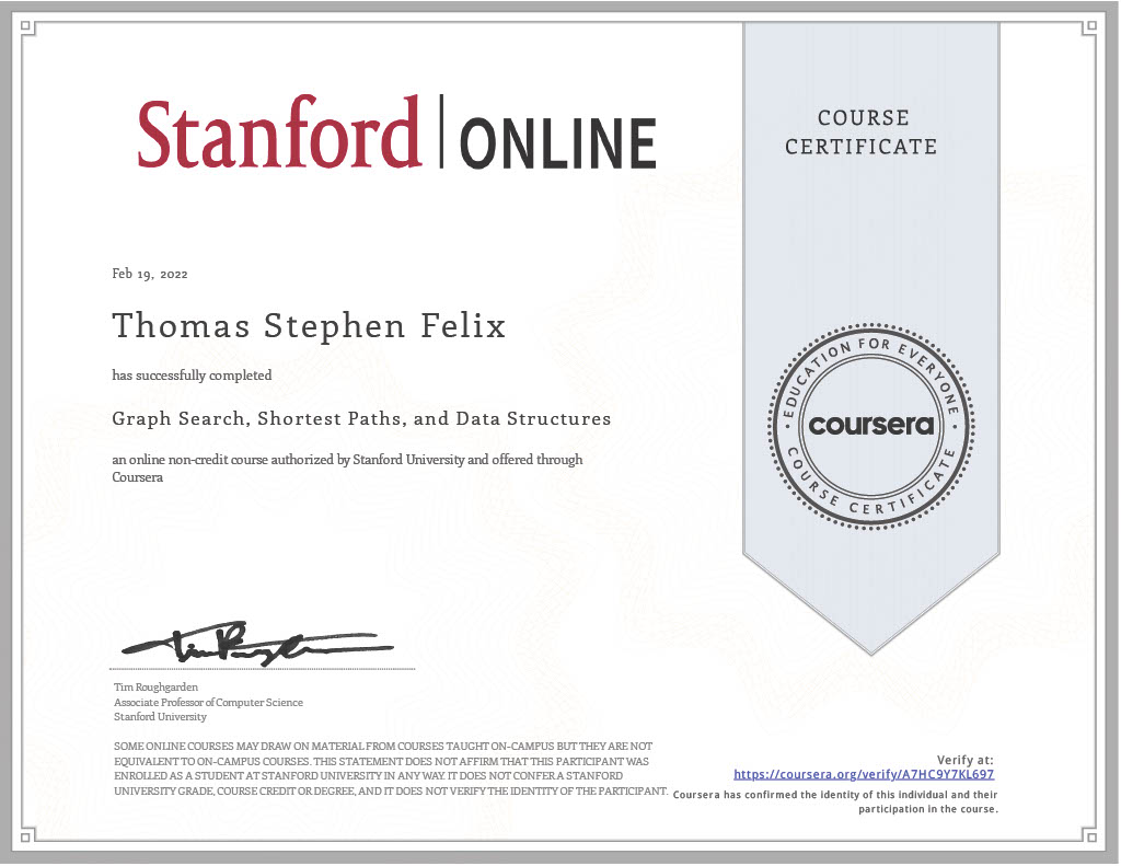 Coursera certificate